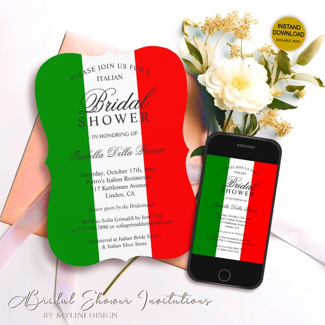 Italie Italienne Invitation à la douche nuptiale (Créateur téléchargé)