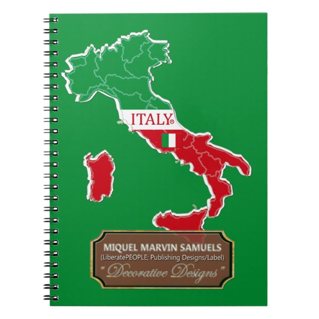 Italie pays contour Drapeau Couleurs Carnet modern (Devant)
