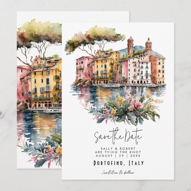 Italie Riviera Portofino enregistrer la carte date (Devant / Derrière)