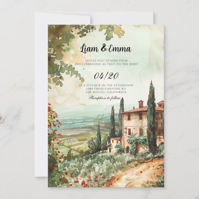 Italie Villa Florence paysage Faire-part de mariag (Devant)