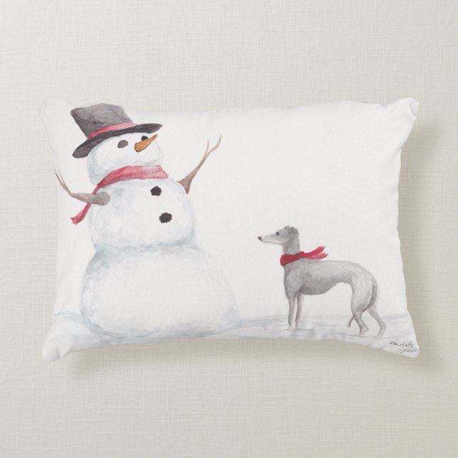 Italien Greyhound /Snowman Dog Coussin d'art (Devant)