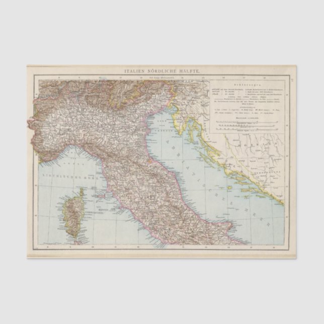 Italien nordliche Halfte, Map of North Italy Tissue Paper (Front)