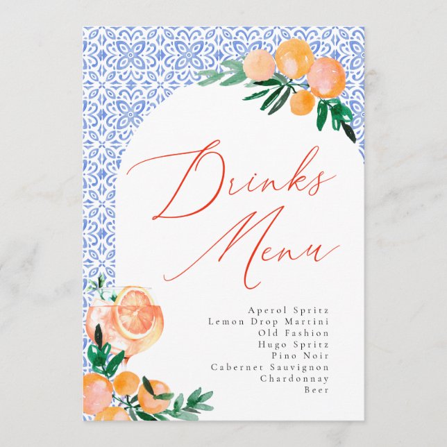 Italien Positano Aperol Spritz Menu Mariage Boisso (Devant)