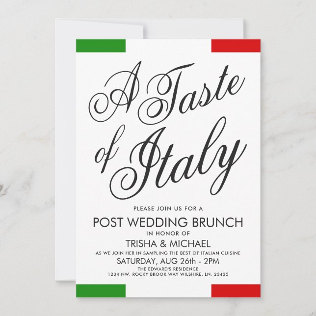 Italien Theme Post Mariage Brunch | Invitation du  (Devant)