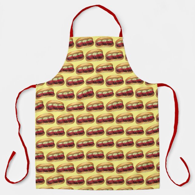 Italiian Meatball Meat Ball Sub Sandwich Marinara Apron (Front)