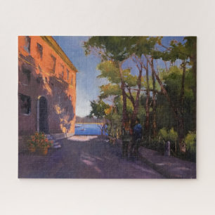 Itallian Palazzo Pink Impressionistic Painting Jigsaw Puzzle