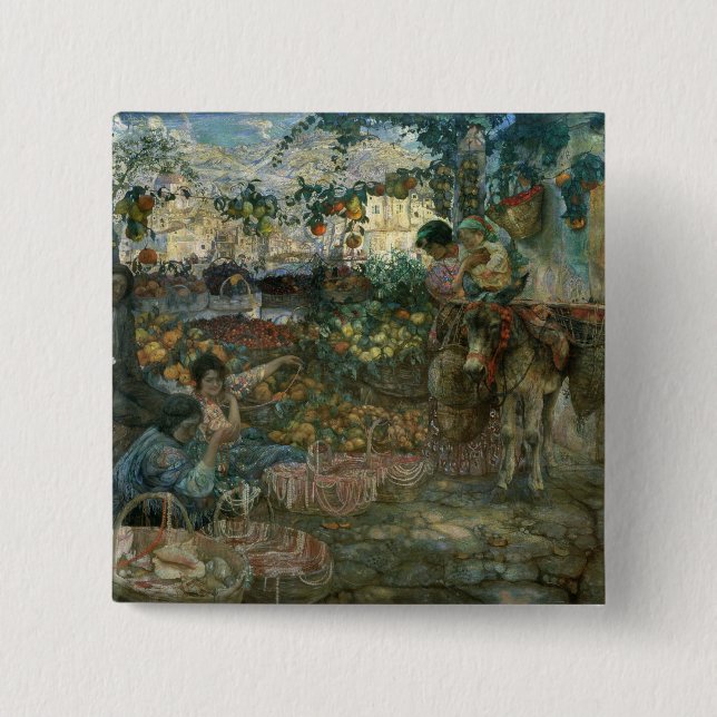Italy, 1911 2 inch square button (Front)