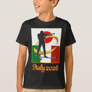 Italy 2026 Biathlon Japan Italy Flags 2026 Winter  T-Shirt