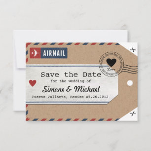 Italy Airmail Luggage Tag Save the Date with Map