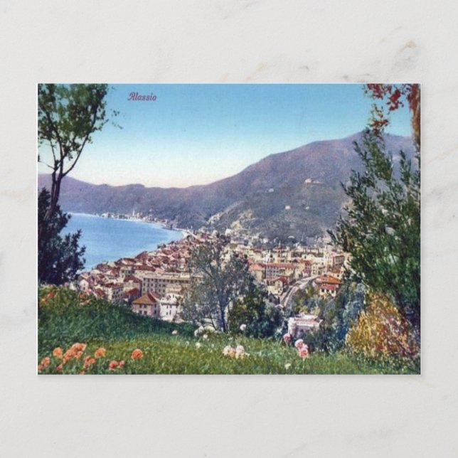 Italy,  Alassio, Town and Bay Postcard (Front)