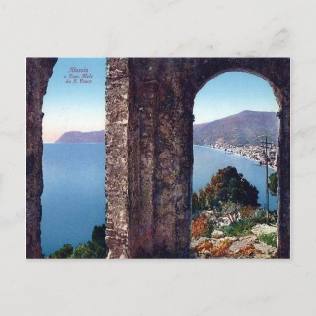 Italy,  Alassio, View of the Mediterranean Postcard (Front)
