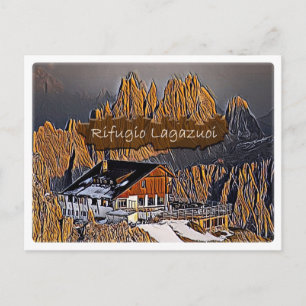 Italy - alpine hut Lagazuoi - Dolomiti - Postcard