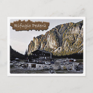 Italy - alpine hut Pederu - Dolomiti - Postcard