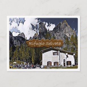 Italy - alpine hut Selvata - Dolomiti - Postcard