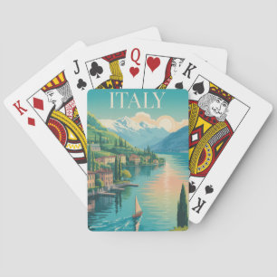 Italy Amalfi Coast Illustration Travel Art Vintage Playing Cards
