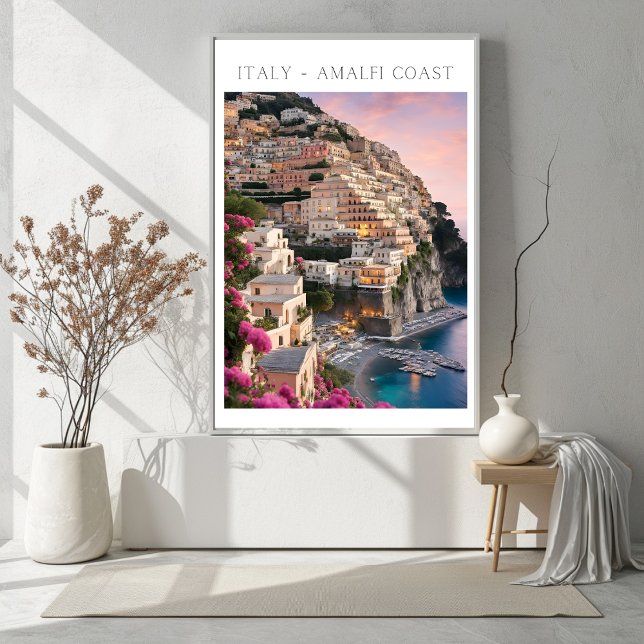Italy Amalfi Coast Positano Flowers Print Poster (Italy Amalfi Coast Positano Flowers Print Poster)
