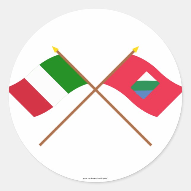 Italy and Abruzzo crossed flags Classic Round Sticker (Front)