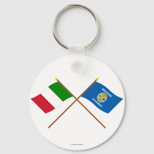 Italy and Calabria crossed flags Keychain