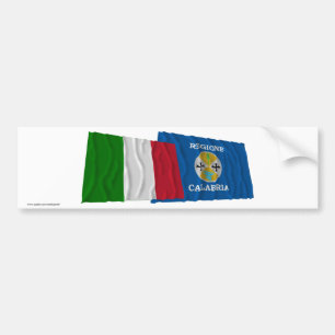 Italy and Calabria waving flags Bumper Sticker