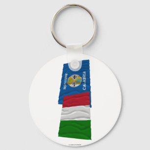 Italy and Calabria waving flags Keychain