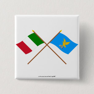 Italy and Friuli-Venezia Giulia crossed flags 2 Inch Square Button
