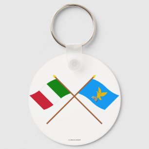 Italy and Friuli-Venezia Giulia crossed flags Keychain