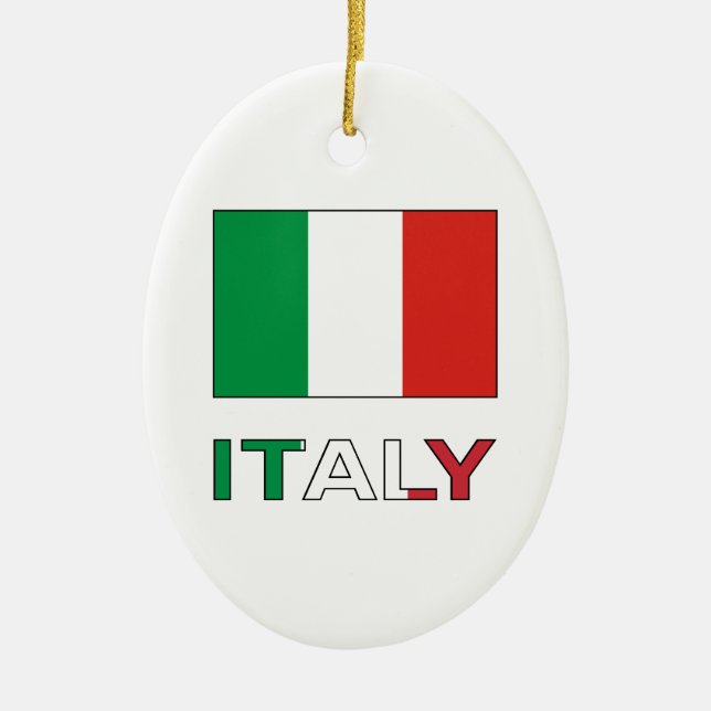 Italy and Italian Flag Ceramic Ornament (Front)