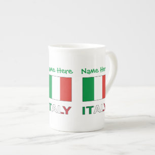 Italy and Italian Flag Green Personalization  Bone China Mug