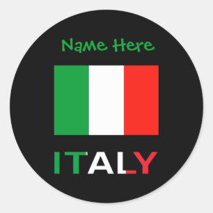 Italy And Italian Flag Green Personalization Mens  Classic Round Sticker
