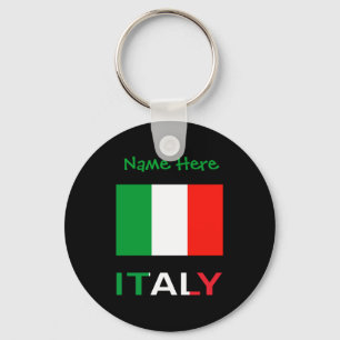 Italy And Italian Flag Green Personalization Mens Keychain