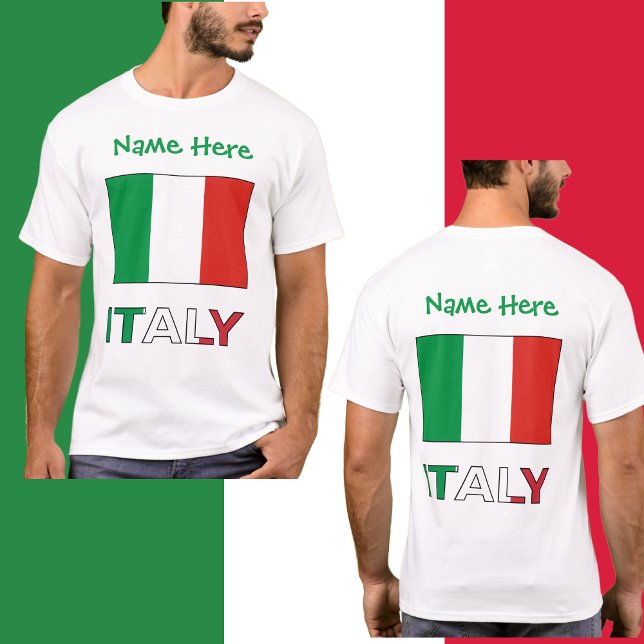 Italy and Italian Flag Green Personalization Men's T-Shirt (Creator Uploaded)