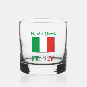Italy and Italian Flag Green Personalization  Whiskey Glass