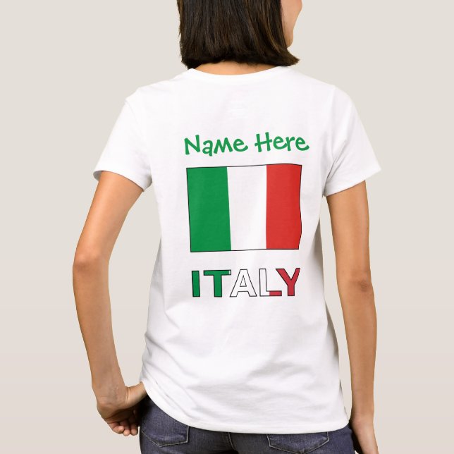 Italy and Italian Flag Green Personalization Women T-Shirt (Back)