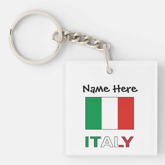 Italy and Italian Flag Personalized  Keychain (Front)