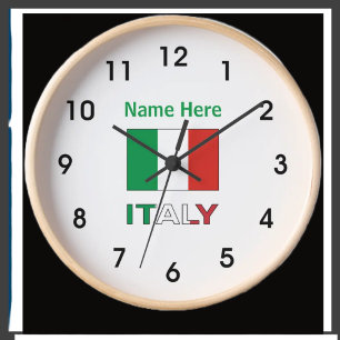 Italy and Italian Flag Personalized  Large Clock