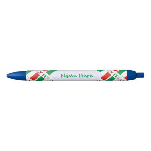 Italy and Italian Flag Tiled Green Personalization Black Ink Pen