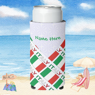 Italy and Italian Flag Tiled Green Personalization Can Cooler