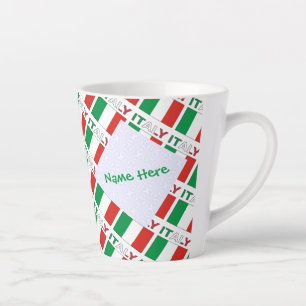 Italy and Italian Flag Tiled Green Personalization Latte Mug