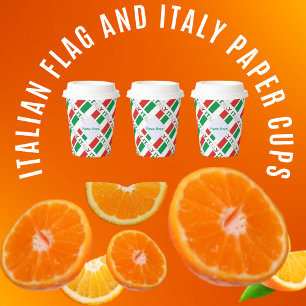 Italy and Italian Flag Tiled Green Personalization Paper Cups