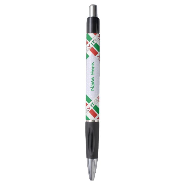 Italy and Italian Flag Tiled Green Personalization Pen (Front Vertical)