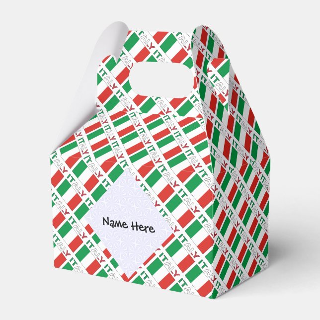 Italy and Italian Flag Tiled with Your Name Favor Box (Front Side)