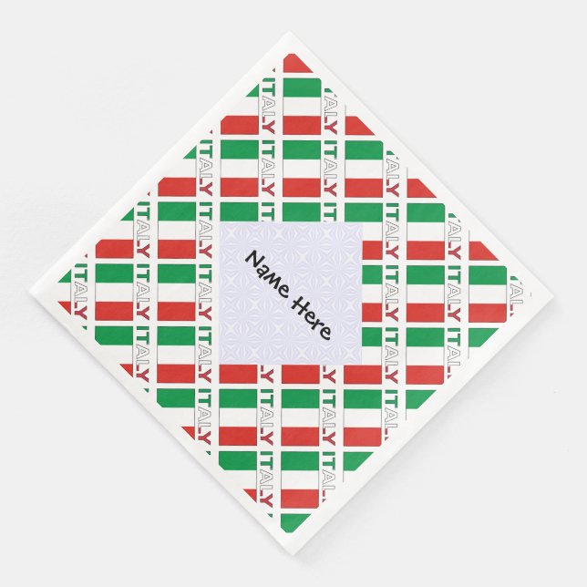 Italy and Italian Flag Tiled with Your Name Napkin (Corner)