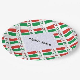 Italy and Italian Flag Tiled with Your Name Paper Plate
