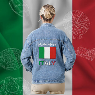 Italy and Italian Flag White Personalization Denim Jacket