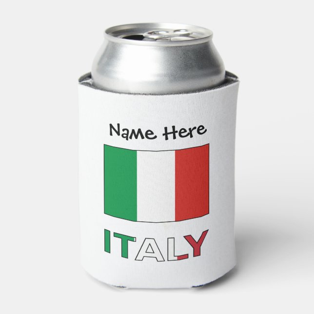 Italy and Italian Flag with Your Name Can Cooler (Can Front)