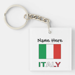 Italy and Italian Flag with Your Name Keychain
