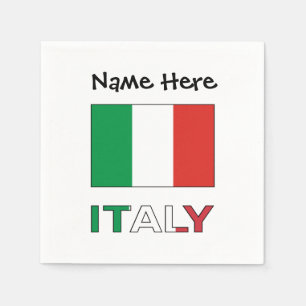 Italy and Italian Flag with Your Name Napkin