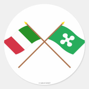 Italy and Lombardia crossed flags Classic Round Sticker