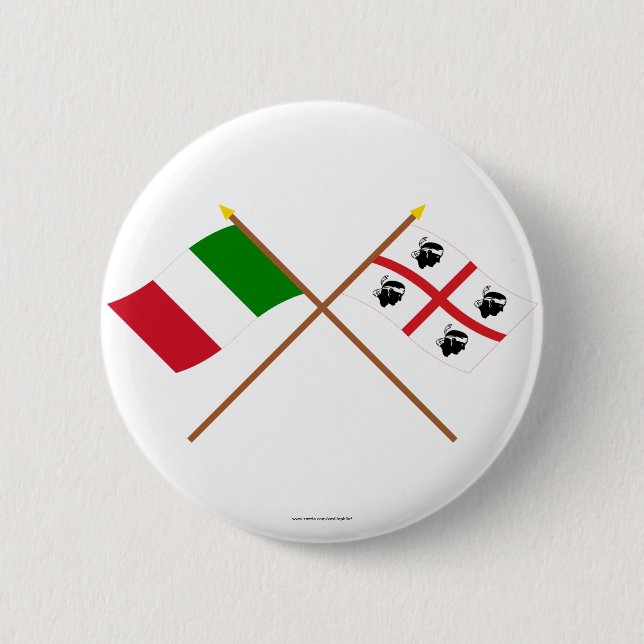 Italy and Sardegna crossed flags 2 Inch Round Button (Front)