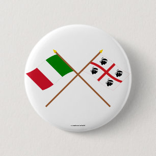 Italy and Sardegna crossed flags 2 Inch Round Button